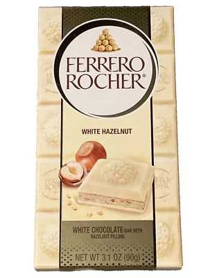 BEST BY 4/13/2024 Ferrero Rocher Barra de Avellana Chocolate Blanco 3.1 OZ NUEVO SELLADO Foto 1 de 3