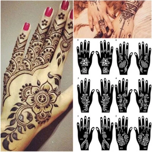 Selbstklebend India Blumen Henna Tattoo Schablone Entfernbar Hand Tätowier #X - Bild 1 von 20