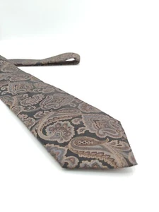 🇮🇹 Canali Silk Tie Made In Italy 58x3.5 Black Brown Paisley - Picture 1 of 3