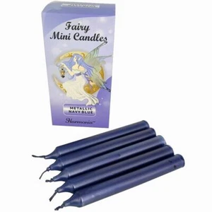 Fairy Mini Candles Metallic Navy Blue Lacquered Protection Rituals - Pack of 20 - Picture 1 of 2