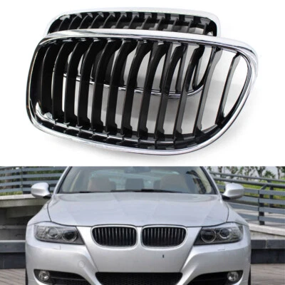 Chrome Black 2009 2010 2011 For BMW E90 E91 LCI 328i 335i Front Kidney Grille Foto 1 de 4