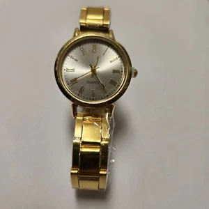 Round Pointer Quartz Gold Watch  For Women  With Zic Alloy Gold Color Casual - Picture 1 of 3