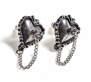 Witches Heart Stud Earrings, Gothic, Pagan Love, Voodoo Magic, Alchemy England - Picture 1 of 6