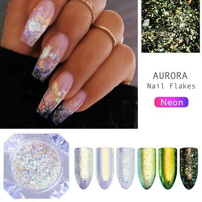 AURORA CHAMELEON FLAKES NAIL POWDER AB Unicorn MIRROR Effect RAINBOW Nails (AF5)