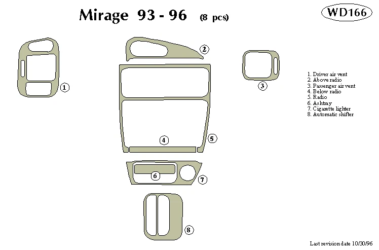 MITSUBISHI MIRAGE 1993 1994 1995 1996 DASH TRIM KIT - Image 1 of 1