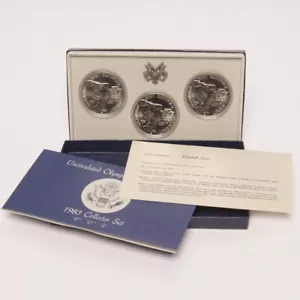 1983 P-D-S Olympic Commemorative Silver Dollar BU Three-Coin Set - Picture 1 of 3