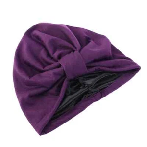 Cotton Turbans Satin Liner Double-Layered Beanie Chemo Cap Sleep Bonnet Soft Hat - Picture 1 of 10