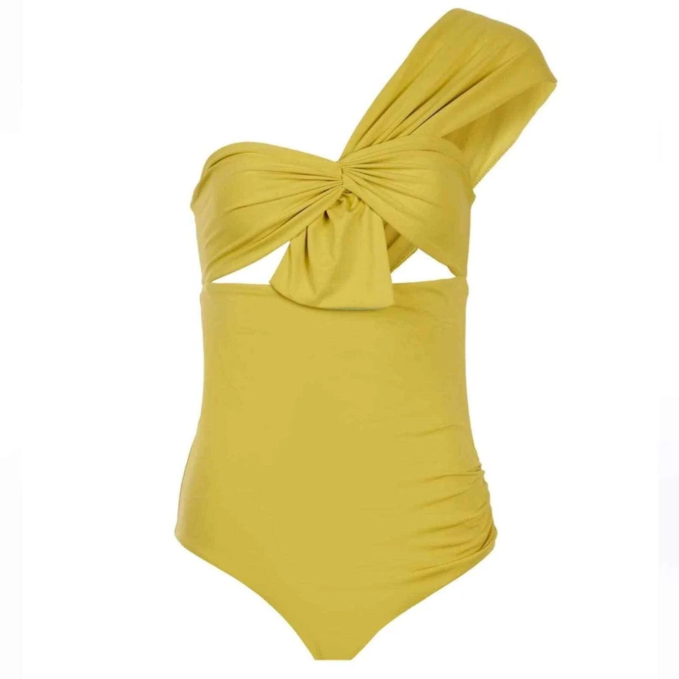 MARYSIA VENICE MAILLOT EN HELECHO XXS NUEVO CON ETIQUETAS UN HOMBRO VERDE/AMARILLO NADAR Foto 1 de 4