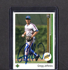 1989 UPPER DECK RC CARD SIGNED IP AUTO GREGG JEFFERIES NEW YORK METS GREAT