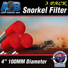 3X Red Plain Snorkel Sock Pre Filter Cleaner 4"100Mm Ram Head Cover Air Filter