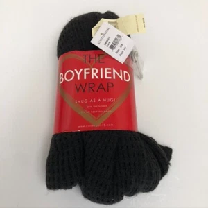 Collection 18 The Boyfriend Wrap Scarf Black Open Knit Pin Womens One Size - Picture 1 of 7