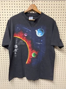 Vintage 1990s Kennedy Space Center Florida Solar System Black T-shirt sz XL *Cut - Picture 1 of 11