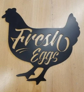 Fresh Eggs Chicken Sign metal wall art home decor gift idea hen chick - Picture 1 of 1