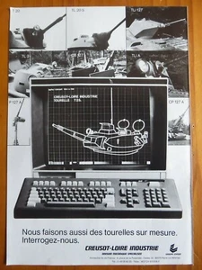4/1987 PUB CREUSOT LOIRE TURRET TOURELLE ENGIN BLINDE CHAR ORIGINAL FRENCH AD - Picture 1 of 1
