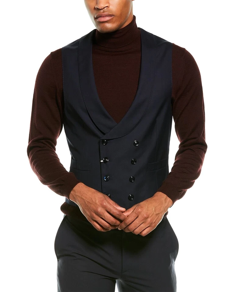 BRUNELLO CUCINELLI MEN'S VIRGIN WOOL BLEND CASUAL OR FORMAL NAVY BLUE VEST  NWT - Image 1 of 3