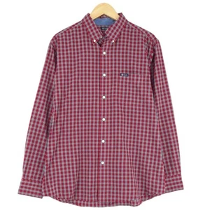 Vintage Chaps Men Shirt Long Sleeve Dark Red Check Qp8 Size L - Picture 1 of 10