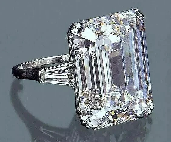 Laborgefertigter Diamant-Verlobungsring Ehering 5,5 kt Smaragdschliff 14 K Weißgold FN - Bild 1 von 4