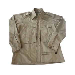 Duxbak Khaki Hunting Shirt Jacket med Safari Field Coat Game Pocket Outdoor USA - Picture 1 of 10