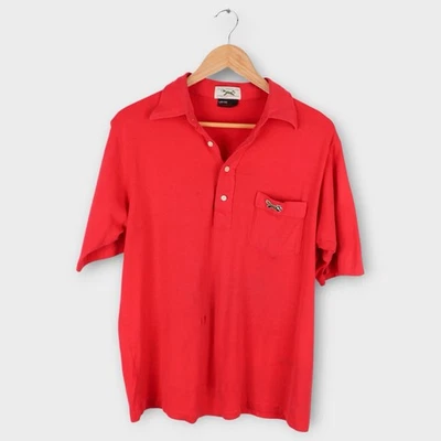 The Fox Collection by JCPenney Men’s Polo Shirt Red 1970s Lisle Fox Logo Large - Image 1 of 4