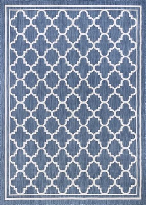 3x5 Blue Angled Rings Curves Repeat Geometric ECO1302 - Aprx 3' 11'' x 5'3'' - Image 1 of 2