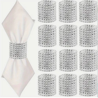 10Pcs Gold/Silver Bling Napkin Rings Buckles for Table Decorations Wedding Party - Image 1 of 4