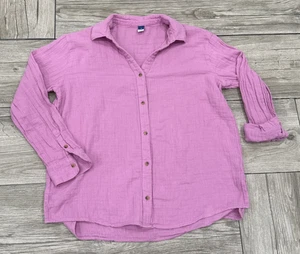 Old Navy Size Medium Cotton Crinkle Gauze Button Down Shirt - Picture 1 of 5