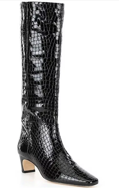 Botas de vestir Antonio Melani charol serpiente altas anchas pantorrilla talla 8,5 M nuevas con etiquetas Foto 1 de 4