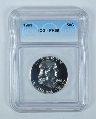 1961 Franklin Half Dollar PR69 ICG *6086 - Image 1 of 4
