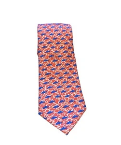 Vineyard Vines Men’s Pink Tie With Blue Fish Silk Made In USA 3.5” W X 59” L - Picture 1 of 5