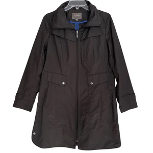 Cole Haan Trench Coat Womens Medium Travel Parka Packable Rain Jacket Preppy - Picture 1 of 16