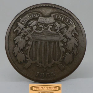 1864 Two-Cent Piece, 2 Cents Piece - #C46205NQ - Picture 1 of 2