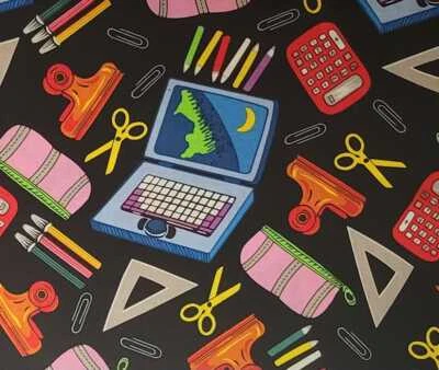 Back to School Supplies Laptop Scissors Pencil Cotton Fabric Traditions YOU PICK - Image 1 of 4