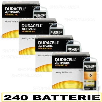 240 DURACELL 10 Batterie PR70 ACTIVAIR Protesi Pile per Apparecchi Acustici - Immagine 1 di 4