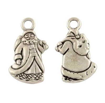 THEBEADSELECTION 10 SANTA FATHER CHRISTMAS CHARMS PENDANT TIBETAN SILVER 22mm 3D TOP QUALITY C30