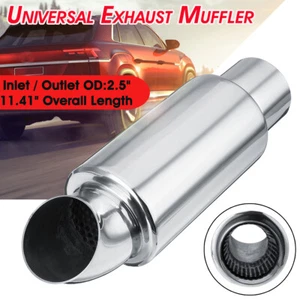 UNIVERSALE AUTO SILENZIATORE SCARICO INOX MARMITTA TERMINALE DI SCARICO Ø 63mm - Afbeelding 1 van 11