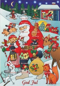 Christmas Santa Claus Reindeer Presents Sheet Aland Finland Mint MNH 1998 - Picture 1 of 1