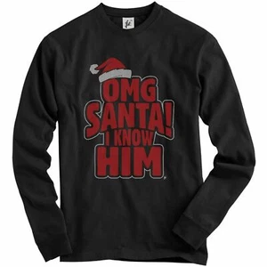 Santa Hat OMG Santa! I Know Him Elf Christmas Adult Christmas Jumper Sweatshirt - Picture 1 of 16