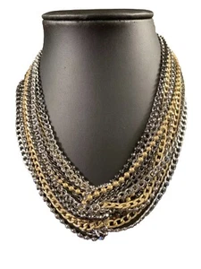 Mixed Metal Chains Necklace By Lia Sophia! - Picture 1 of 3