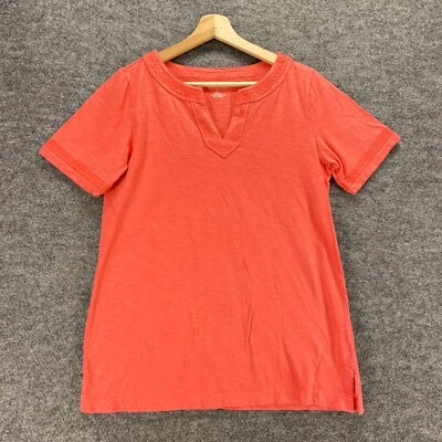 Camiseta Lands' End Mujer S Pequeña Roja Cuello en V Manga Corta Pullover Algodón Informal Foto 1 de 4