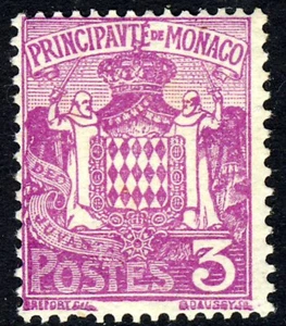 MONACO 1924 Arms of Monaco 3c. Mauve SG 75 MNH - Picture 1 of 2