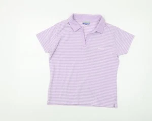 Reebok Womens Purple Striped Polyester Basic Polo Size 14 Collared - Picture 1 of 10