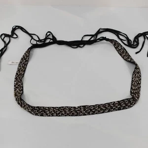 BCBGeneration Belt Womens Black Waist Embellished Rhinestone Beaded Suede Skinny - Picture 1 of 7