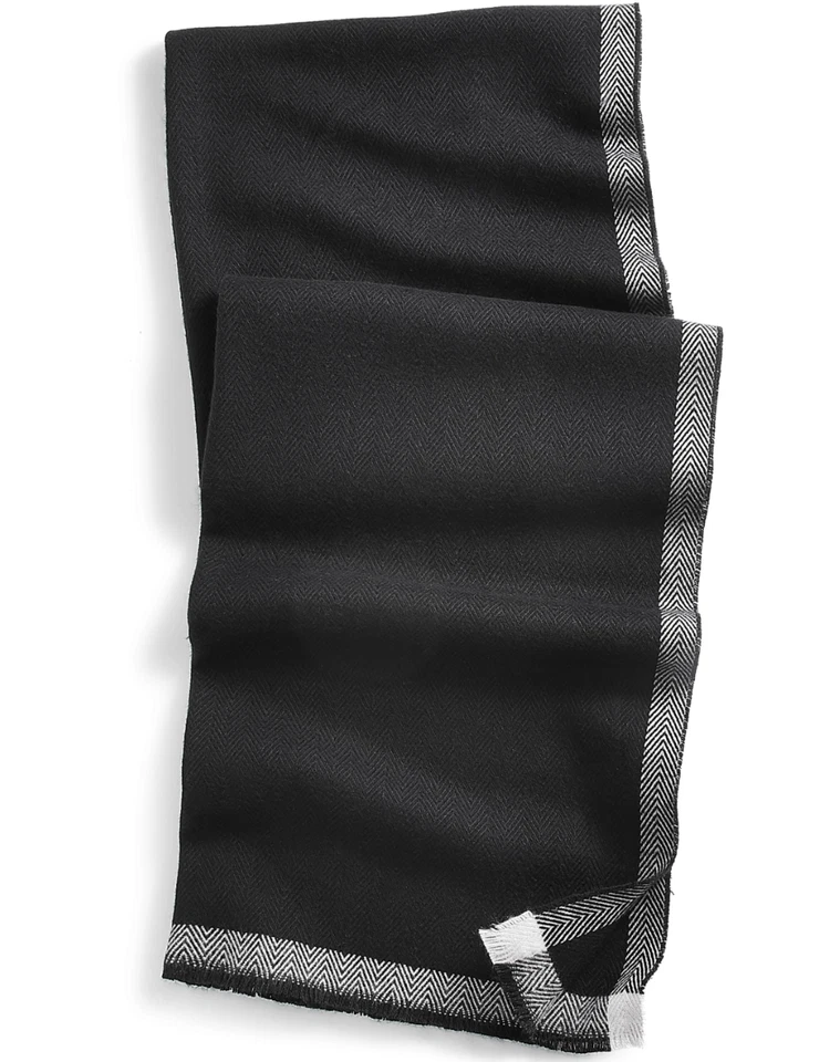 NEW W TAGS Alfani Mens Cold Weather Fringe Winter Scarf in Black, One Size - Изображение 1 из 1