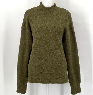 Anthropologie Sanctuary Sweater Size M Olive Mock Neck Lightweight Teddy Cozy - Image 1 of 4