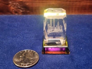 New York Prism Paperweight Crystal Glass 3D Souvenior Tower Colors - Picture 1 of 9