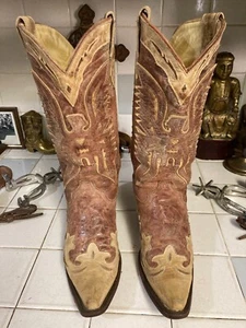 Stivali da cowgirl western Corral Thunderbird vintage bicolore marroni punta aperta 9 M - Foto 1 di 17
