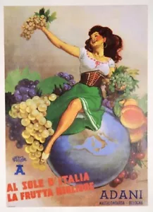 ADANI FRUITS von Gino Boccasile Vintage Poster auf Leinen um 1950 auf Leinen - Bild 1 von 1
