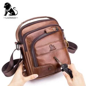 LAOSHIZI Cuero Hombres Bandolera Hombro Mensajero Pecho Eslinga Senderismo Bolso de Viaje - Imagen 1 de 10
