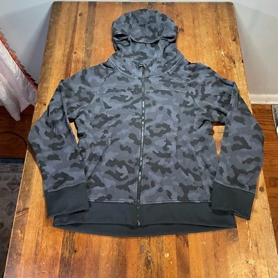 Zyia Active Hoodie Womens Large Black Gray Camo Zip Up Casual Workout Gym - Image 1 of 4