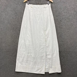 CLEA Designer Womens Skirt Size M White Maxi Slit Linen Zip Coastal 46605 - Picture 1 of 11